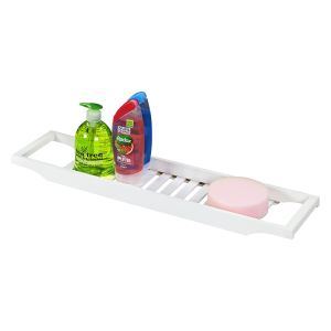 White - Bamboo Bathtub Caddy