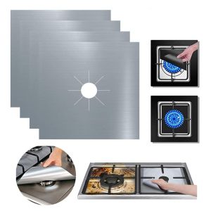 Silver - 4 Pack Gas Stove Protectors