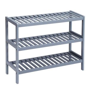 Grey - 3 Tier Wooden Shoe Rack