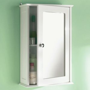 White - Single Bathroom Mirror Cabinet