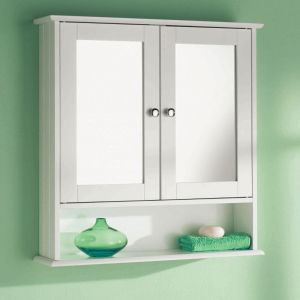 White - Double Bathroom Mirror Cabinet With Shelf