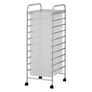 White - 10 Drawer Storage Trolley