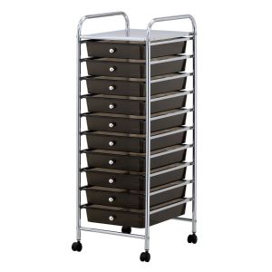 Black - 10 Drawer Storage Trolley