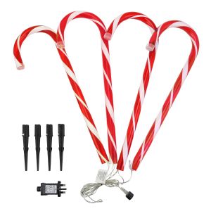 Red/White - 4 Piece Set Candy Cane Stake Lights