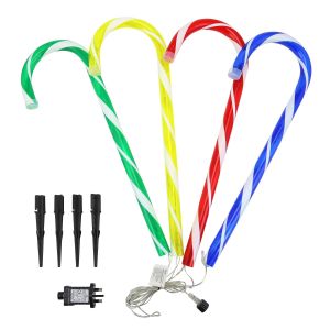 Multi - 4 Piece Set Candy Cane Stake Lights