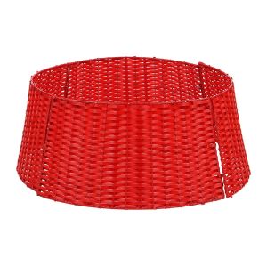 Red - Round Rattan Christmas Tree Skirt