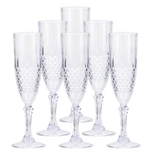 6Pcs Crystal Effect Champagne Flute Glasses
