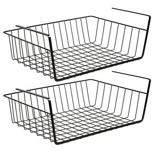 Black, 2pc Under Shelf Storage Basket