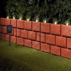 Terracotta - Pack Of 4 Brick Effect Garden Edging With Led Lights