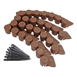 Brown - 4 Piece Plastic Palisade Garden Edging