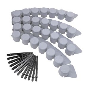 Grey - 4 Piece Plastic Palisade Garden Edging