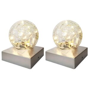 2 Pack Crackle Ball Deck Cap Lights - Warm White