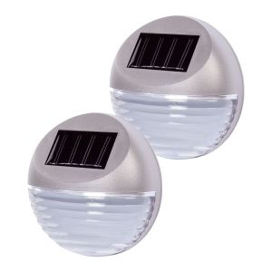 2 Pack Silver Solar Fence Lights