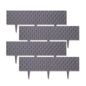 Grey - 4 Pack Rattan Effect Garden Edging