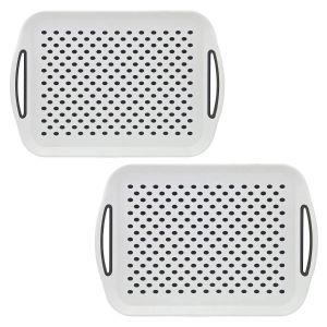 2pc Non Slip Serving Tray - White